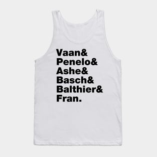 Final Fantasy 12 Characters (Black Text) Tank Top